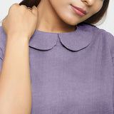 Wisteria Cotton Linen Peter Pan Collar Half Sleeve Top