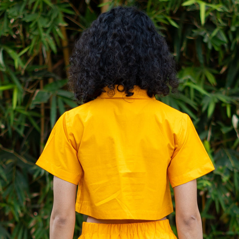 Yellow Cotton Crop Top and High-Rise Elasticated Skort Co-ord Set