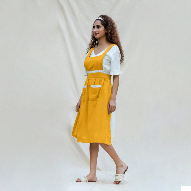 Yellow Cotton Flax Comfort Fit Apron