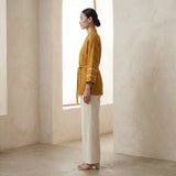 Yellow Cotton Flax Kyoto Kimono Sleeve Wrap Top