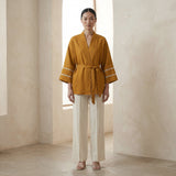 Yellow Cotton Flax Kyoto Kimono Sleeve Wrap Top