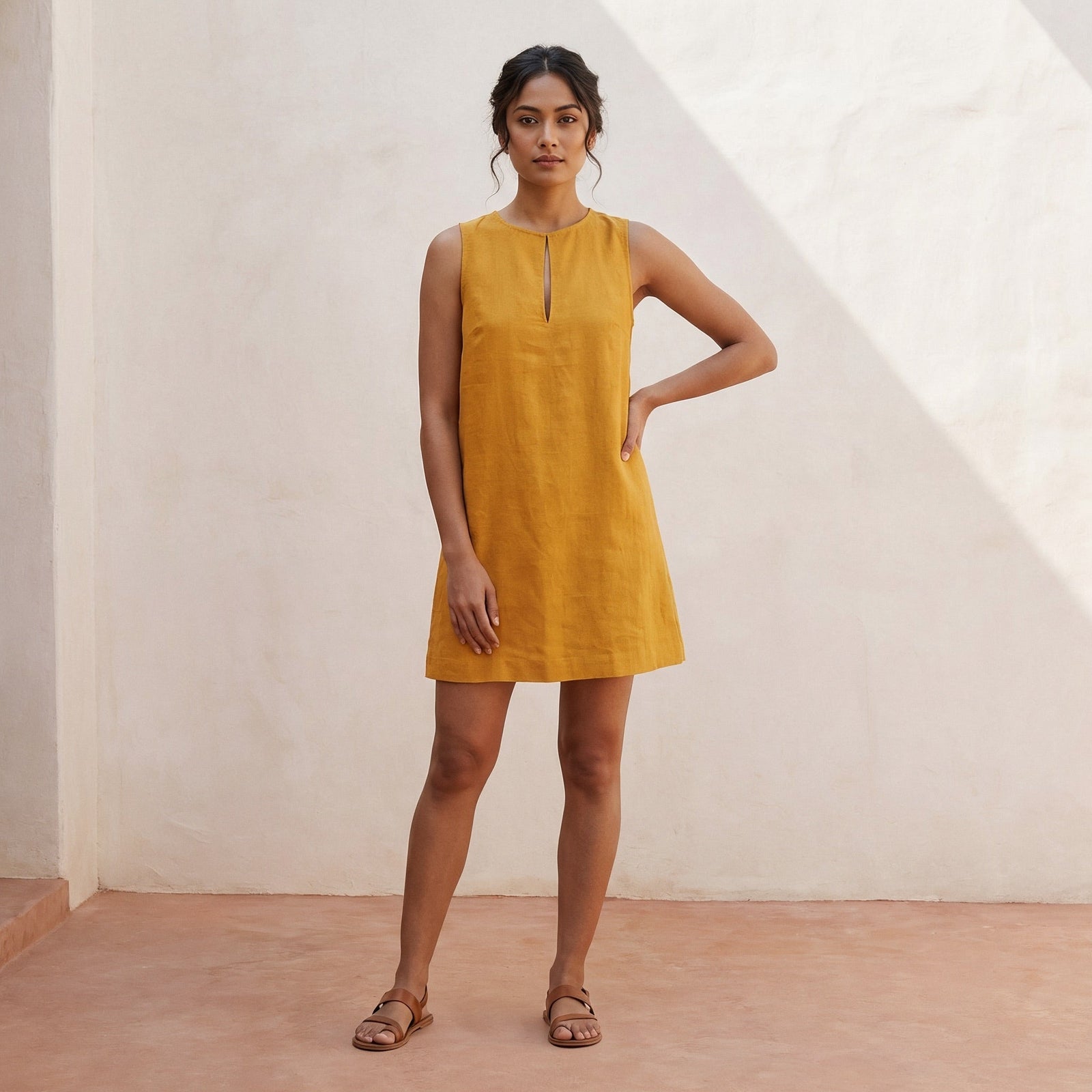 yellow shift dress Silk Sonoma Shift Baileigh is wearing the small. Yellow Cotton Flax Sleeveless A-Line