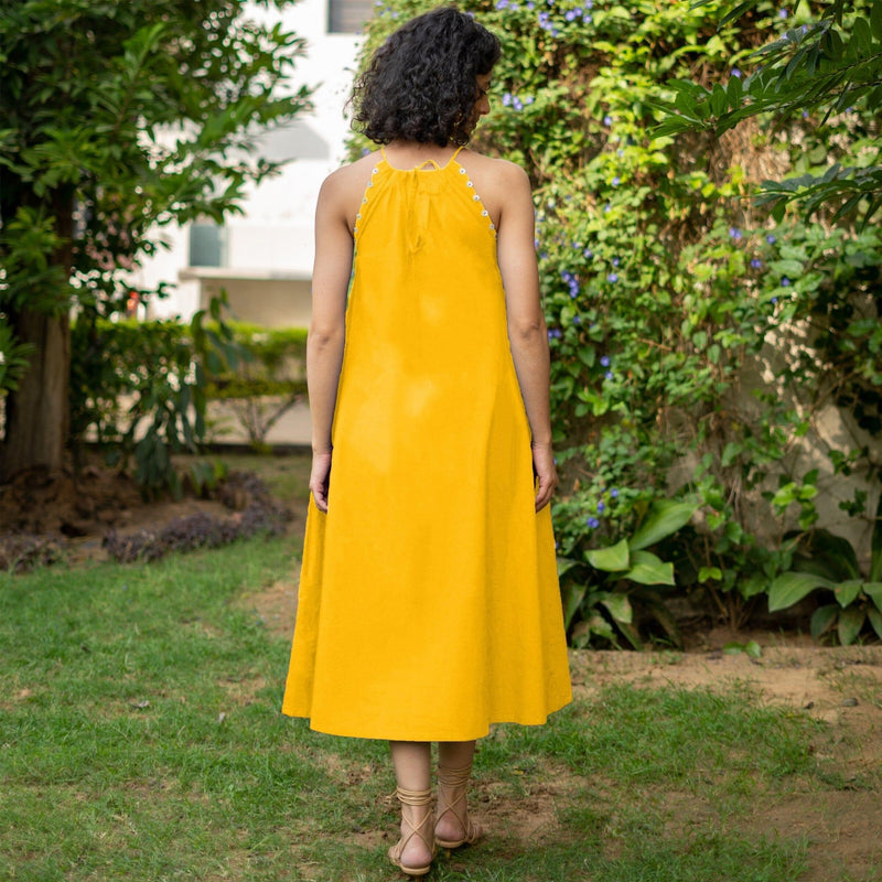 yellow a line midi dress Buttercup Yellow A-Line Casual Summer Midi Dress Buttercup / Medium