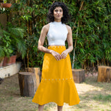 Yellow Cotton Poplin V-Neck Infinity Midi Dress