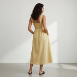 Yellow Handspun Cotton Fit and Flare Midi Dress