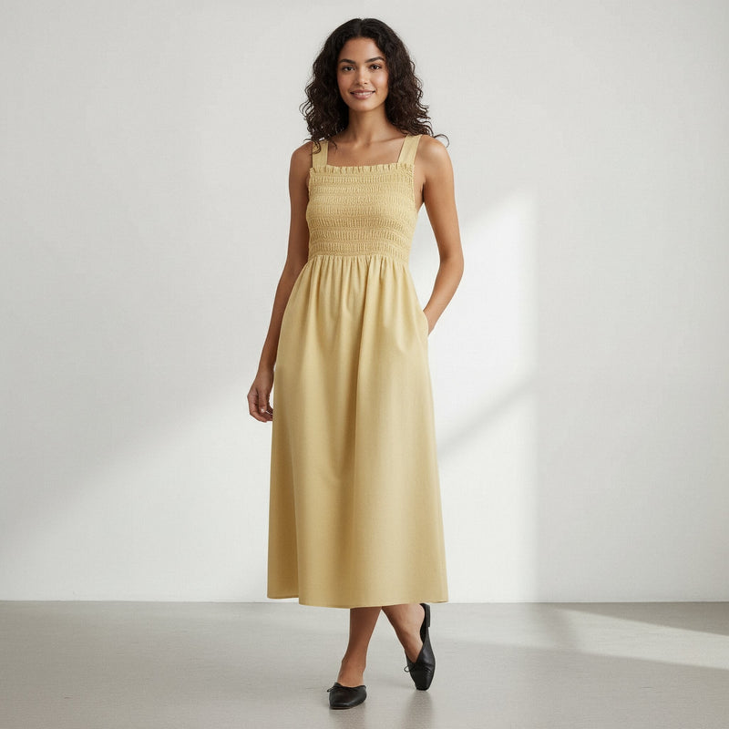 slim fit dress slacks Fit & Flare Poplin Midi Dress main image 0