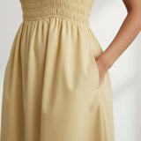 Yellow Handspun Cotton Fit and Flare Midi Dress