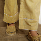 Yellow Handspun Cotton Lace Elasticated High-Rise Pant