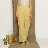 Yellow Handspun Cotton Lace Elasticated High-Rise Pant