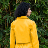 Yellow Cotton Poplin Full Sleeve Cropped Shirt