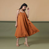Right View of a Model wearing Convertible 6-Way Rust Sandstone Tie-Dye Cotton Skirt Dress