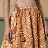 Front Detail of a Model wearing Convertible 6-Way Rust Sandstone Tie-Dye Cotton Skirt Dress