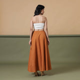 Back View of a Model wearing Convertible 6-Way Rust Sandstone Tie-Dye Cotton Skirt Dress