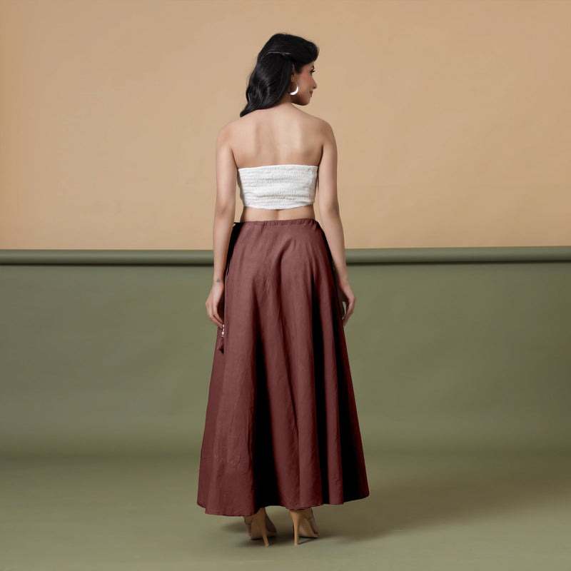 Back View of a Model wearing 6-Way Convertible Sangria Wine Tie Dye Skirt Dress