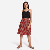 Front View of a Model wearing Hand Block Printed Cotton A-Line Skirt