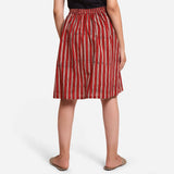 Back View of a Model wearing Hand Block Printed Cotton A-Line Skirt