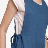 Right Detail of a Model wearing Airy Cotton Slub Top and Pinafore Jumpsuit Set