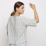 Back View of a Model wearing Anti-Fit Handspun Boat Neck Straight Top