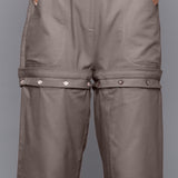 Front Detail of a Model wearing Ash Grey Flannel Convertible Pant Shorts