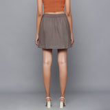 Back View of a Model wearing Ash Grey Flannel Mini Pencil Skirt