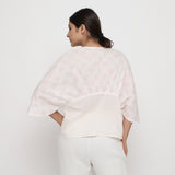 Back View of a Model wearing Pink Paisley Block Print Cotton V-Neck Blouse