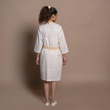 Back View of a Model wearing Lotus Hand Block Print Cotton Overlay