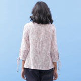 Back View of a Model wearing Bohemian Crinkled Cotton Tie-Up Top