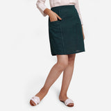 Right View of a Model wearing Bottle Green Comfort-Fit Pencil Skirt