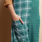 Front Detail of a Model wearing Bottle Green Cotton Ankle-Length Dungaree
