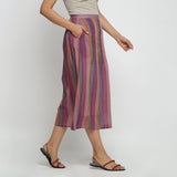 Right View of a Model wearing Breezy Multicolor A-Line Skirt