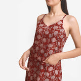 Front Detail of a Model wearing Bagru Block Print Camisole Dress