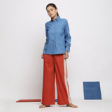 Front View of a Model wearing Brick Red Vegetable Dyed Handspun Cotton Wide Legged Pant