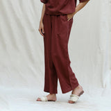 Brown 100% Cotton Mid-Rise Elasticated Pant