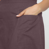 Front Detail of a Model wearing Brown Cotton Flax A-Line Skirt