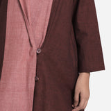 Front Detail of a Model wearing Brown Shawl Collar Cotton Outerwear