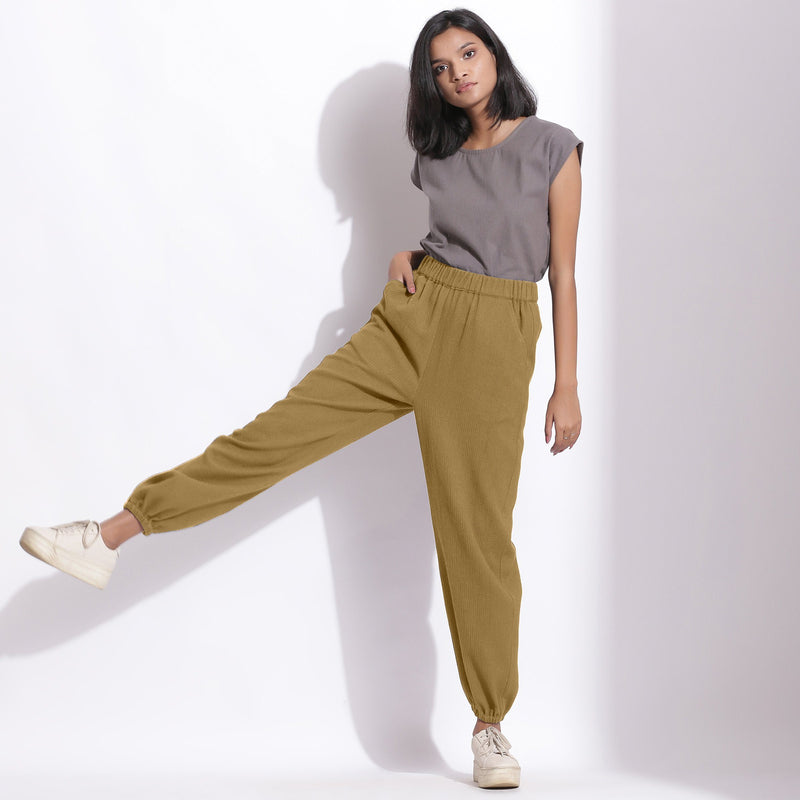 Buy Olive Green Warm Cotton Waffle Jogger Pant Online at SeamsFriendly