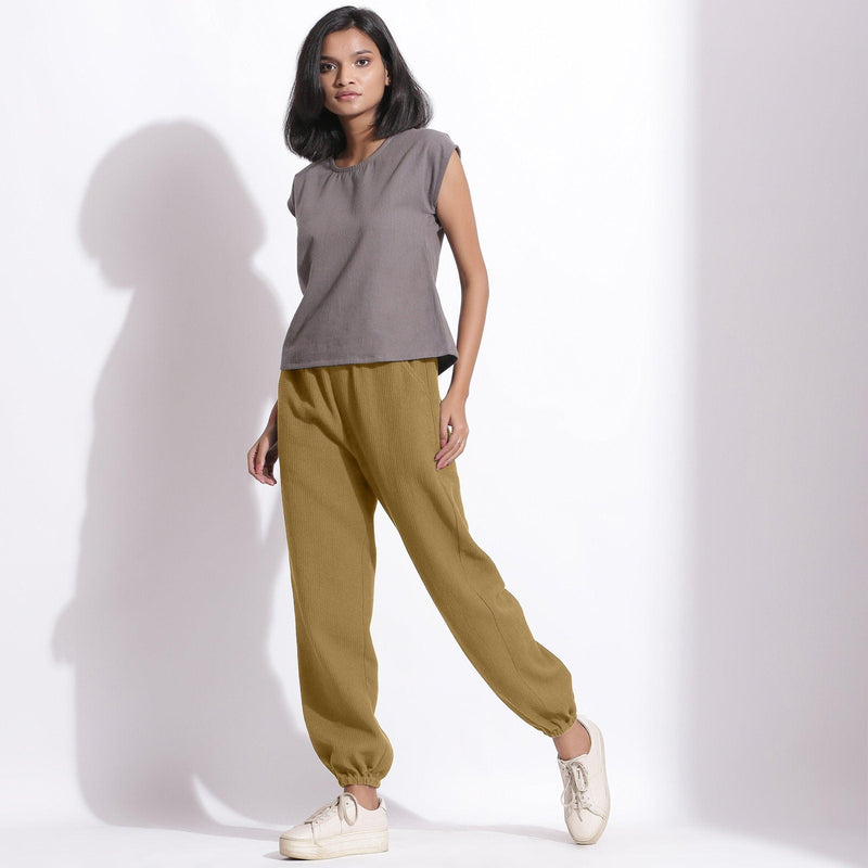 Buy Olive Green Warm Cotton Waffle Jogger Pant Online at SeamsFriendly
