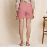 Back View of a Model wearing English Rose Cotton Flannel High-Rise Shorts