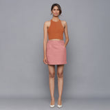 Front View of a Model wearing English Rose Flannel Mini Pencil Skirt