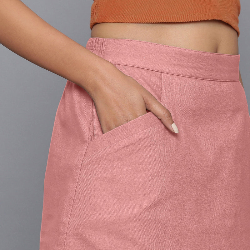 Front Detail of a Model wearing English Rose Flannel Mini Pencil Skirt