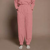 Front View of a Model wearing English Rose Warm Cotton Flannel Elasticated High-Rise Jogger Pant