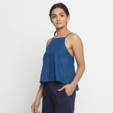 Left View of a Model wearing Strappy Everyday Cotton Spaghetti Top
