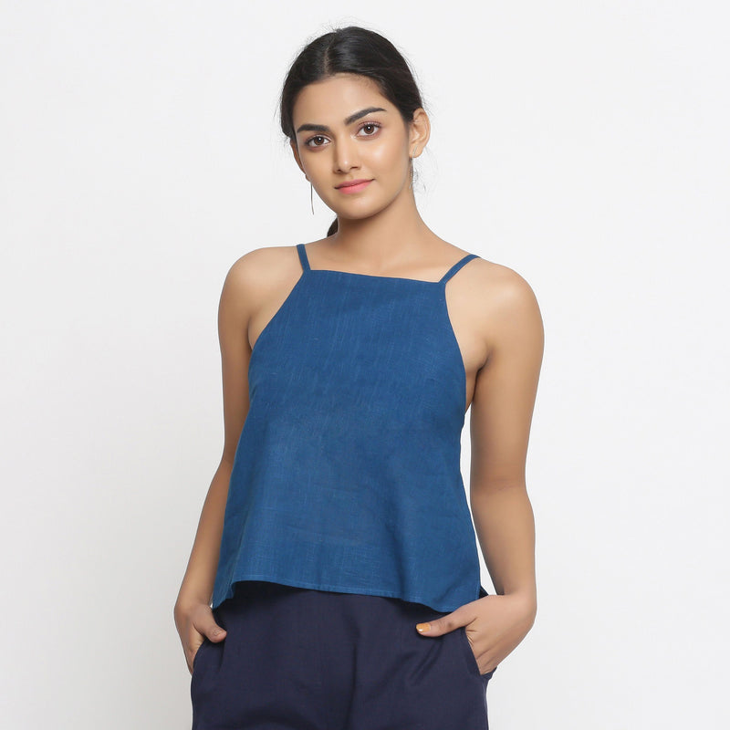 Front View of a Model wearing Strappy Everyday Cotton Spaghetti Top