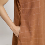 Right Detail of a Model wearing Front Slit Handspun Airy Shift Dress