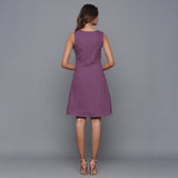 Back View of a Model wearing Grape Wine Flannel Button-Down Dress