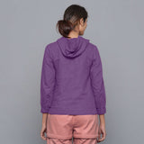 Back View of a Model wearing Grape Wine Flannel Straight Hoodie Top