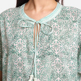 Front Detail of a Model wearing Sanganeri Block Print Floral Tunic Top
