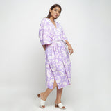 Right View of a Model wearing Reversible Mid Calf Length Cotton Kaftan