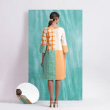 Multicolor Handspun Cotton Knee Length Mirror Work Dress