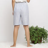 Back View of a Model wearing Sky Blue Handspun Cozy Bermuda Shorts
